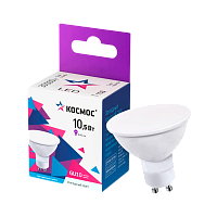 Лампа светодиодная Космос GU10 10.5W 6500К 230V софит матовая (1/10/80)