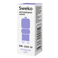 Лампа светодиодная Sweko JCD G9 5W 6500К 230V матовая (1/10/100)