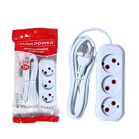 Удлинитель MRM-Power M-318 3р.С/З 10A 8.0м белый (1/24)