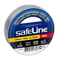 Изолента Safeline ПВХ 15мм*10м серо-стальной (10/250)