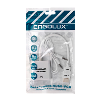 Переходник Ergolux ELX-VA01P-HDMI HDMI (m)-VGA (f) 0.2м с кабелем AUX белый пакет (1/10/300) 