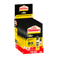 Супер-клей Момент 3г универсальный BOX10 шоу-бокс (1/10/120)