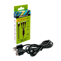 Кабель Ergolux ELX-CDC05-C02 USB (m)-Lightning/Type-C/microUSB (m) 1.2м 3.0A черный (1/10/240)