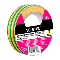 Изолента Volsten 15мм*10м ПВХ желто-зеленый (1/10/500) 
