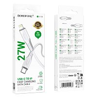 Кабель Borofone BX119 Type-C (m)-Lightning (m) 1м 3.0A 27W ПВХ PD3.0 белый (1/360)