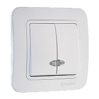 Выключатель Makel Light Lillium 2-клав.10A пластик белый 70023 (1/12)