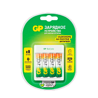 З/У для аккумуляторов GP E411/210AAHCCS-2CR1 AA/AAA Ni-MH 4 слота +4AA 2100mAh (1/5/10)