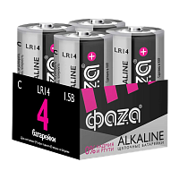 Батарейка Фаzа LR14 C BOX4 Alkaline 1.5V (4/24/96)