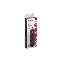 Удлинитель Defender G318 3р.С/З 1.8м с выкл. черный (1/45)