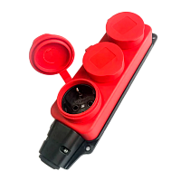 Колодка штепсельная КОСМОС 16А каучук IP44 3 гнезда красный