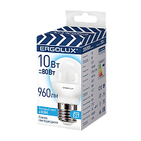Лампа светодиодная Ergolux G45 E27 10W 4500К 172-265V шар (1/10/100)
