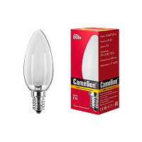 Лампа накаливания Camelion E14 60W 220V свеча матовая (1/100)