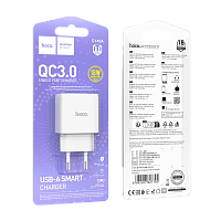Сетевое З/У HOCO C140A 1USB 3.0A 18W QC3.0 белый (1/36/216)