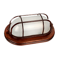 Светильник влагозащищенный Camelion 1401D 60W 230V E27 накладной решетка 140мм орех (1/8)