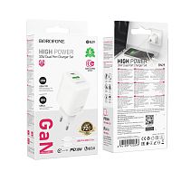 Сетевое З/У Borofone BN29 1USB+1Type-C 3.0A PD,QC GaN белый (1/32/128)