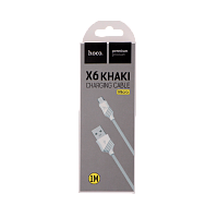 Кабель HOCO X6 USB (m)-microUSB (m) 1м 2.4A ПВХ белый (1/30/300)