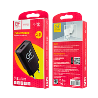 Сетевое З/У GFPower GF51 1USB 2.4A черный (120/480)