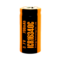Аккумулятор ET ICR16340С-HT 16.5*34.0, 700mAh, Li-Ion, высокий + (1/50/200)