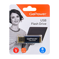 Флеш-накопитель GoPower HIT 8GB USB2.0 металл черный 