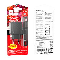 Сетевое З/У HOCO CS24A Type-C 25W PD3.0 с кабелем Lightning черный (1/24/144)