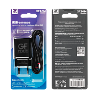 Сетевое З/У GFPower GF20M 1USB/microUSB 2.1A черный (48/192)