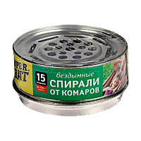 Спирали SuperBAT от комаров бездымные 15шт. зеленый в металической банке (1/24)