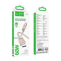 Кабель HOCO X110 Type-C (m)-Type-C (m) 1м 3.0A 60W нейлон золотой (1/31/310)