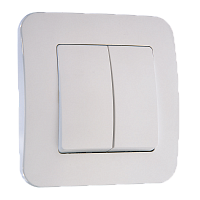 Выключатель Makel Lillium Natural 2-клав.10A пластик белый 55003 (1/12)