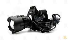 Фонарь налобный Без бренда T1907-P90 от аккумулятора ZOOM + Power Bank черный