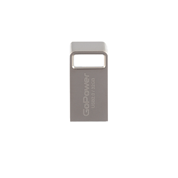Флеш-накопитель GoPower MINI 32GB USB2.0 металл серебряный (1/50/1000) 