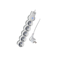 Удлинитель Космос 5р.С/З 10A 5.0м с выкл. ПВС 3х0.75мм² IP20 белый (1/25)