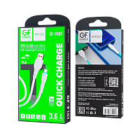 Кабель GFPower F16T USB (m)-Type-C (m) 1м 3.6A ПВХ индикация белый (1/120/480)
