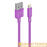 Кабель Oxion OX-DCC003 USB (m)-Lightning (m) 1.0м 2.1A силикон фиолетовый