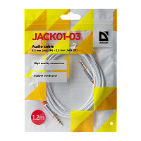 Кабель AUX Defender JACK01-03 Jack 3.5mm (m)-Jack 3.5mm (m) 1.2м ткань белый (1/25/450) 