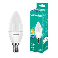 Лампа светодиодная Camelion C35 E14 15W 6500К 220V свеча 37мм матовая белый (1/10/100)