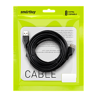 Кабель Smartbuy K-855 USB (m)-USB (f) 5.0м силикон серый (1/80)