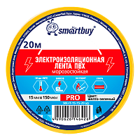 Изолента Smartbuy PRO 15мм*20м ПВХ морозостойкая желтый зеленый 