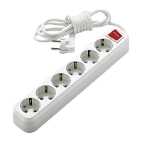 Удлинитель Makel 6р.С/З 16A 3.0м с выкл. 2x1мм² IP20 белый MGP233 (1/12)