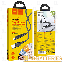 Кабель HOCO X58 USB (m)-Lightning (m) 1м 2.4A силикон черный (1/22/220)