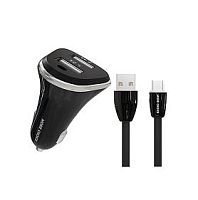 Автомобильное З/У MORE CHOICE AC22m 2USB 2.4A с кабелем microUSB черный