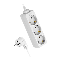 Удлинитель Космос 3р.С/З 16A 3.0м ПВС 3x1мм² белый (1/20)
