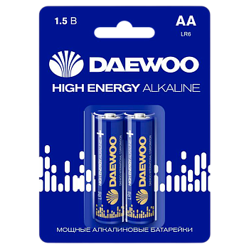 Батарейка Daewoo HIGH ENERGY LR6 AA BL2 Alkaline 1.5V (2/20/480) 