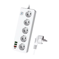 Сетевой фильтр Live Power LP SF501 5р.С/З 10A 2.0м 3USB A+C Gan 45W с выкл. белый (1/30)