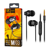 Наушники внутриканальные GFPower M03 с микр. черный (1/200) 