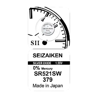Батарейка SEIZAIKEN 379 (SR521SW) Silver Oxide 1.55V (1/10/100/1000)