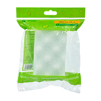 Мочалка массажная Банные штучки прямоугольная 14см x 9см поролон зеленый белый (1/30)