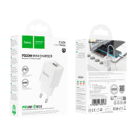 Сетевое З/У HOCO C147A 1USB+1Type-C 3.0A 20W PD,QC белый (1/30/180)