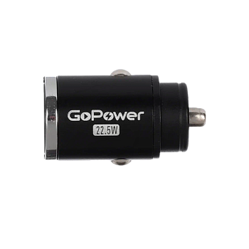Автомобильное З/У GoPower GPQC12 1USB+1Type-C 22.5W Мини черный (1/100)