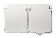 Розетка Smartbuy "Сатурн" 2гн. 16A С/З пластик с крышкой белый