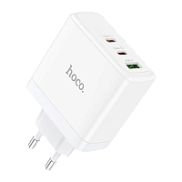 Сетевое З/У HOCO N30 1USB/2Type-C 65W QC3.0 с кабелем Type-C-Type-C 60W белый (1/12/120)